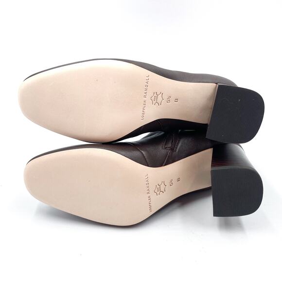 Loeffler Randall Elise Bootie Stretch Chocolate Brown Leather Block Heel Sz 5.5 - Picture 9 of 11